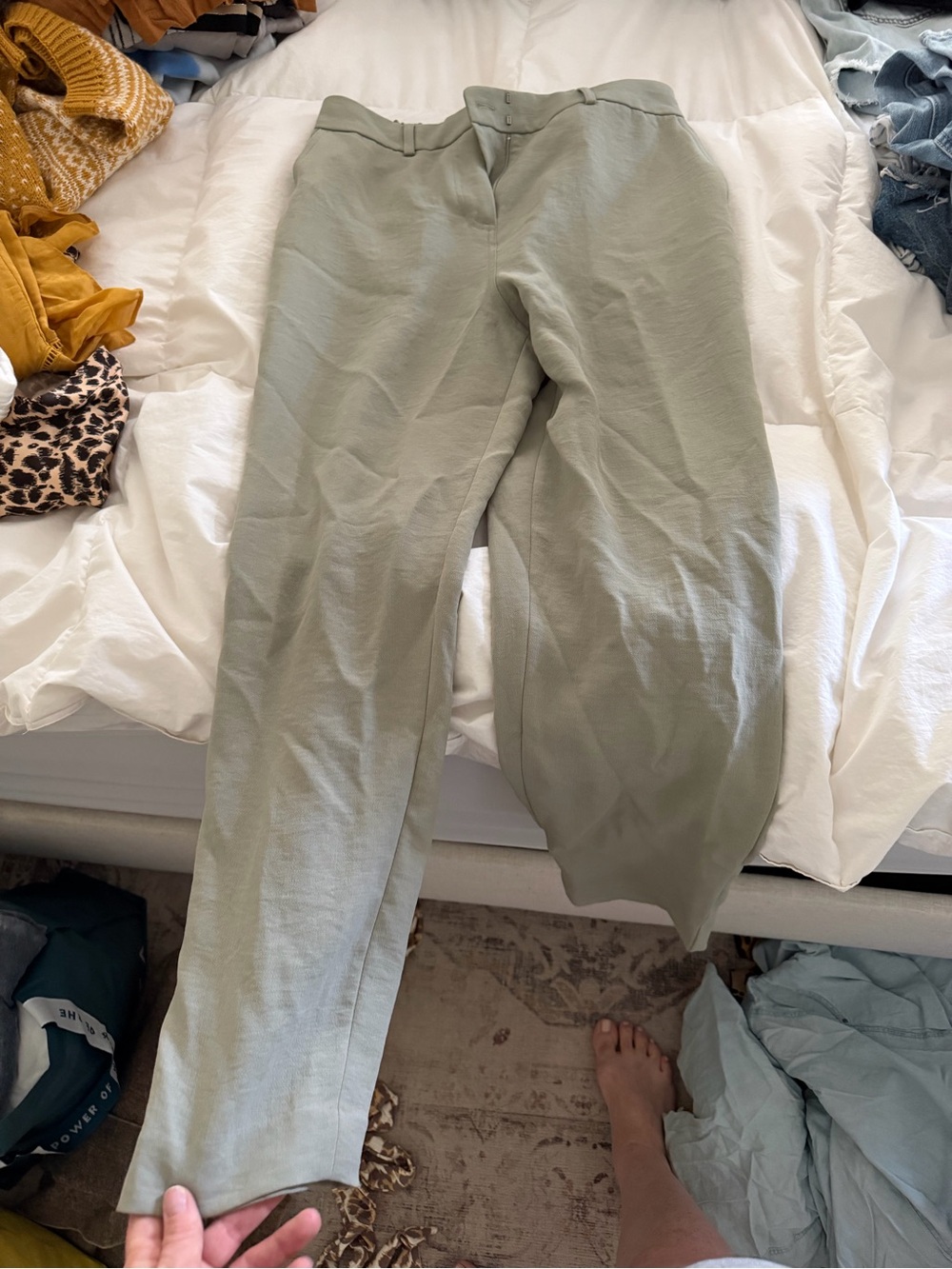 Express Sage Green Wide-Leg Trousers